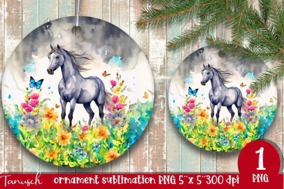 Download Watercolor Horse Ornament Sublimation - Horse ornament Collection