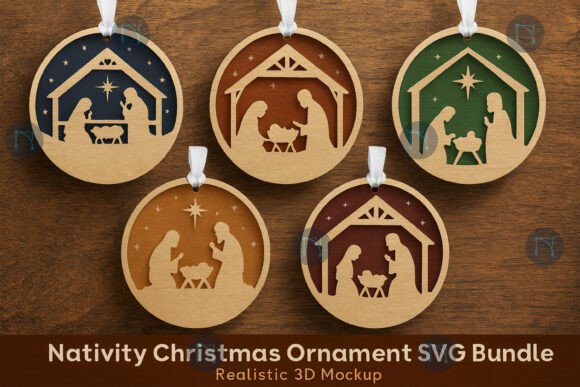 Download Nativity Christmas Ornament SVG Bundle - Christmas ornament svg bundle Collection
