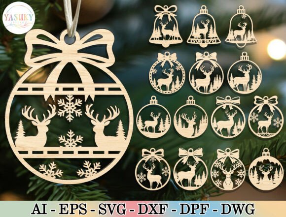 Download Reindeer Christmas Ornament SVG Bundle - Christmas ornament svg bundle Collection